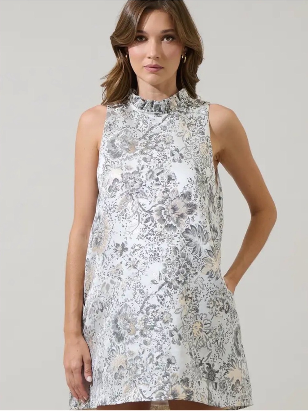 Sugarlips White Floral Ruffle-Neck Camisole